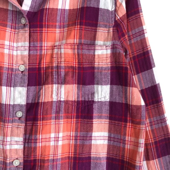 Old Navy Women's Flannel Shirt Size L Plaid 100% Cotton Long Sleeve Classic - Picture 6 of 11